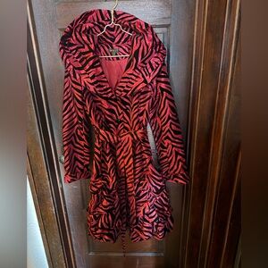 Jerry T Red and Black Zebra Print Coat